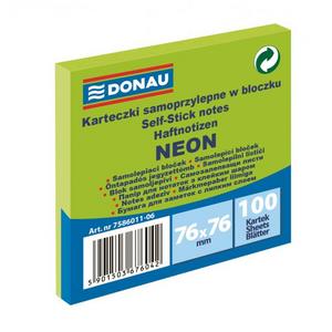 Bloček Donau neónový 76x76mm zelený - Plastobal