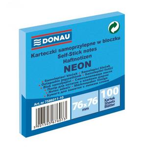 Bloček Donau neónový 76x76mm modrý - Plastobal