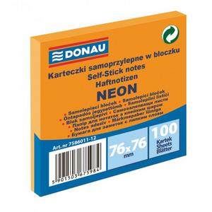 Bloček Donau neónový 76x76mm oranžový - Plastobal