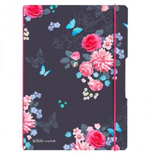 Zošit Herlitz my.book Flex Ladylike A4 2x40 listov linajkový štvorčekový PP Kvety - Plastobal