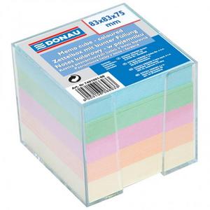 Bloček kocka nelepená 83x83x75mm pastelové farby číra škatuľka - Plastobal