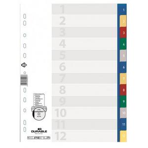 Plastový rozraďovač DURABLE 1-12 farebný - Plastobal