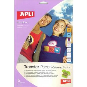 Transferový papier APLI A4 na farebné tričká 5 hárkov - Plastobal