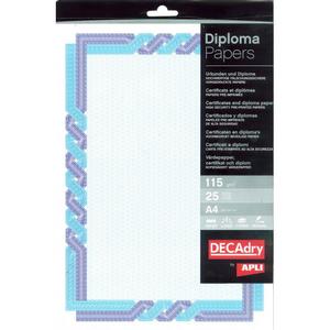 Certifikačný papier APLI modro-tyrkysový 115g 25 hárkov - Plastobal