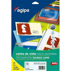 Vizitkový papier 90x50,8mm Agipa A4 s mikroperforáciou 200g 50 hárkov - Plastobal