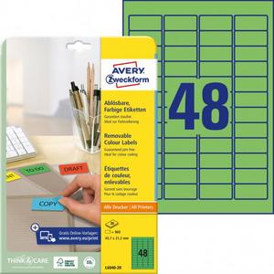 Etikety Avery odnímateľné 45,7x21,2 mm, zelené - Plastobal