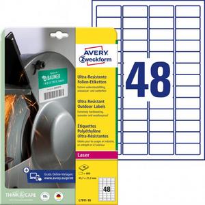 Etikety Avery 45,7 x 21,2 mm, ultra odolné biele - Plastobal