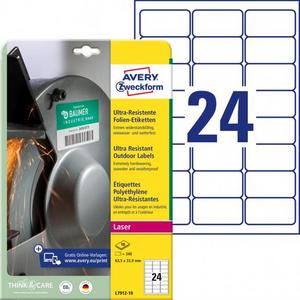 Etikety Avery 63,5x33,9 mm, ultra odolné biele - Plastobal