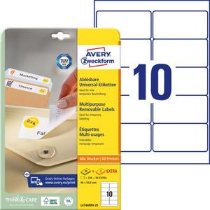 Etikety univerzálne odnímateľné 96x50,8mm Avery A4 25+5 hárkov - Plastobal