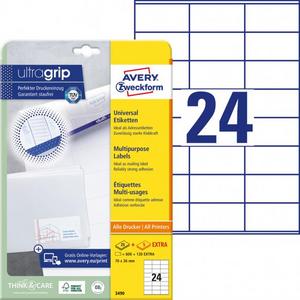 Etikety univerzálne 70x36mm Avery A4 25+5 hárkov - Plastobal