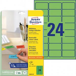 Etikety Avery odnímateľné 63,5x33,9 mm, zelené - Plastobal