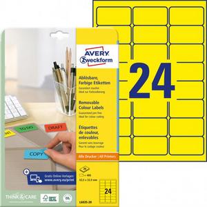 Etikety Avery odnímateľné 63,5x33,9 mm, žlté - Plastobal