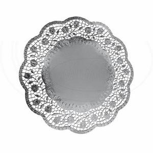 Dekoračná krajka (PAP/ALU) okrúhla strieborná O32cm [4 ks] - Plastobal
