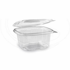 Miska (rPET) s viečkom hranatá priehľadná 500ml [50 ks]-DOPREDAJ - Plastobal