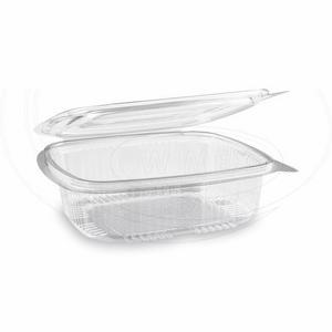 Miska (rPET) s viečkom hranatá priehľadná 750ml [50 ks] - Plastobal