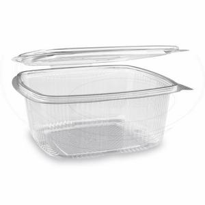 Miska (rPET) s viečkom hranatá priehľadná 1500ml [50 ks]-DOPREDAJ - Plastobal