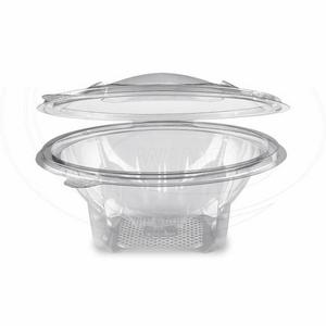 Miska (rPET) s viečkom okrúhla priehľadná 600ml [50 ks] - Plastobal