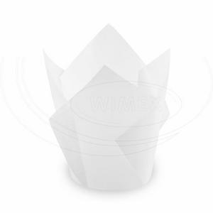 Tulipánový cukrárenský košíček (PAP) biely O50 x 85 mm / 16 x 16 cm [100 ks] - Plastobal