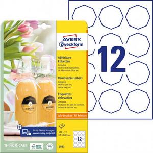 Etikety osemhranné 61x60,3mm Avery 10 hárkov biele - Plastobal