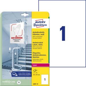 Etikety antimikrobiálne 210x297mm Avery A4 biele 10 hárkov - Plastobal