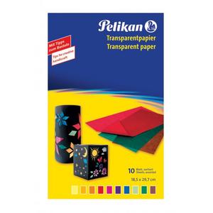 Farebný papier Pelikan transparentný 10ks 30x18cm mix farieb - Plastobal