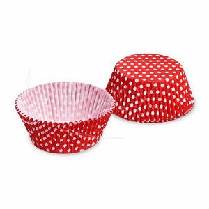 Cukrárenský košíček (PAP) Bodky bielo/červený O50 x 30 mm [40 ks] - Plastobal