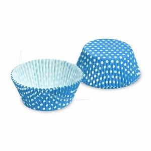 Cukrárenský košíček (PAP) Bodky bielo/modrý O50 x 30 mm [40 ks] - Plastobal