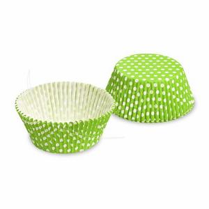 Cukrárenský košíček (PAP) Bodky bielo/žltozelený O50 x 30 mm [40 ks] - Plastobal