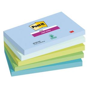 Bloček Post-it Super Sticky OASIS, veľkosť 76x127 mm, 5 bločkov po 90 lístkov - Plastobal
