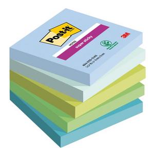 Bloček Post-it Super Sticky OASIS, veľkosť 76x76 mm, 5 bločkov po 90 lístkov - Plastobal
