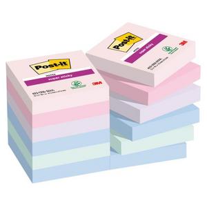 Bloček Post-it Super Sticky SOULFUL, veľkosť 47.6x47.6 mm, 12 bločkov po 90 lístkov - Plastobal