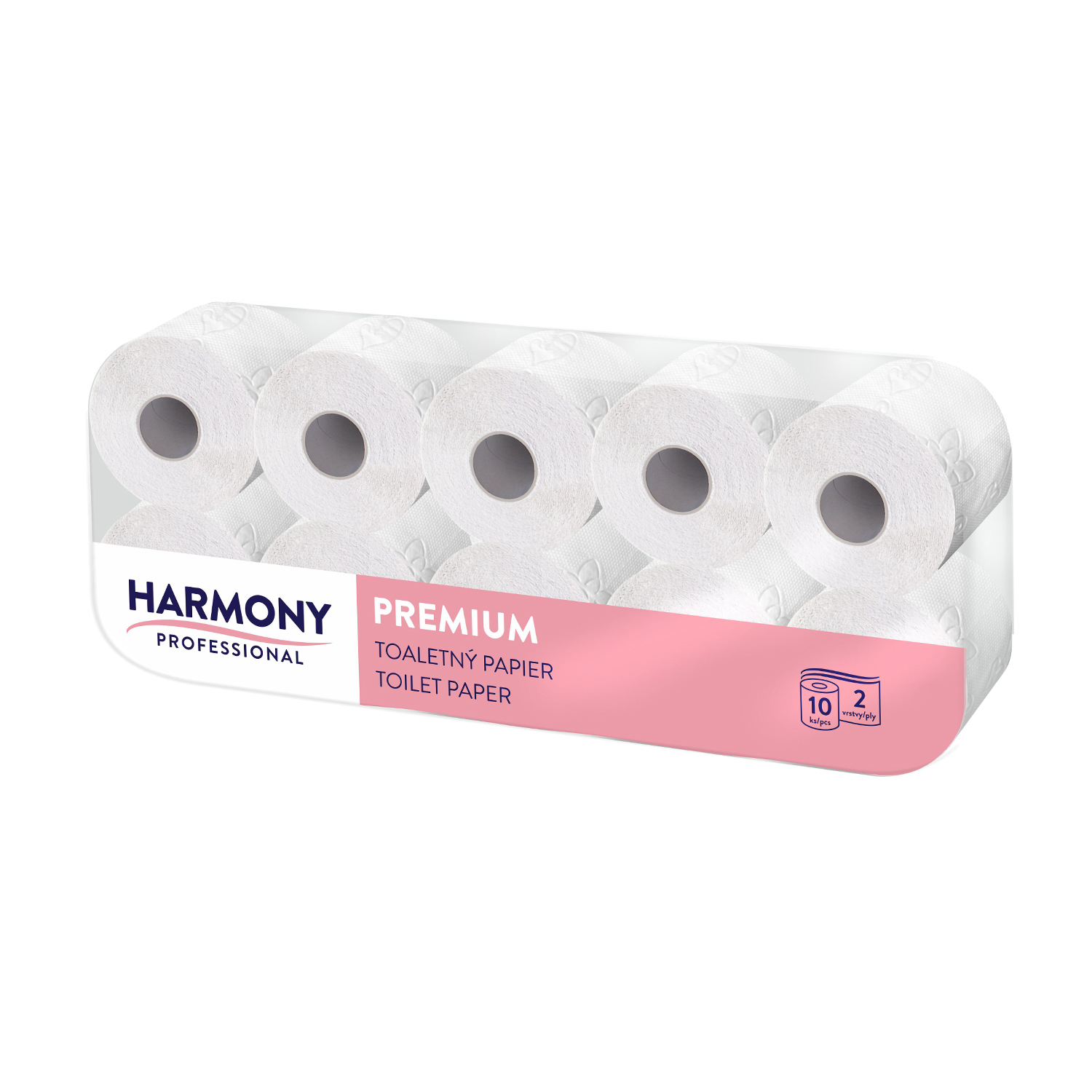 Toaletný papier (Tissue) Harmony Professional 2vrstvý biely 200 útržkov [10 ks] - Plastobal