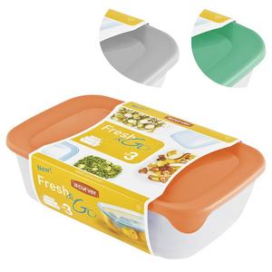 Dóza Curver® Set Rectangular, 500 ml +1000 ml +2000 ml, mix farieb mint/sivá/broskyňová - Plastobal