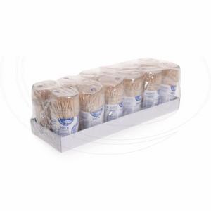 Špáradlo drevené O2 x 65 mm v kelímku s uzáverom [190 ks] - Plastobal