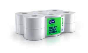 Toaletný papier (Tissue) 2-vrstvový s ražbou biely `JUMBO` O19cm 100m [12 ks] - Plastobal