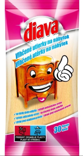DIAVA vlhčené utierky na nábytok 30ks - Plastobal