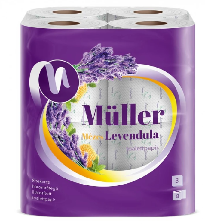 PAPIER TOALETNÝ Müller Med a Levanduľa 100% celulóza, 3 vrst., 8 ks - Kotúčiky | ***
